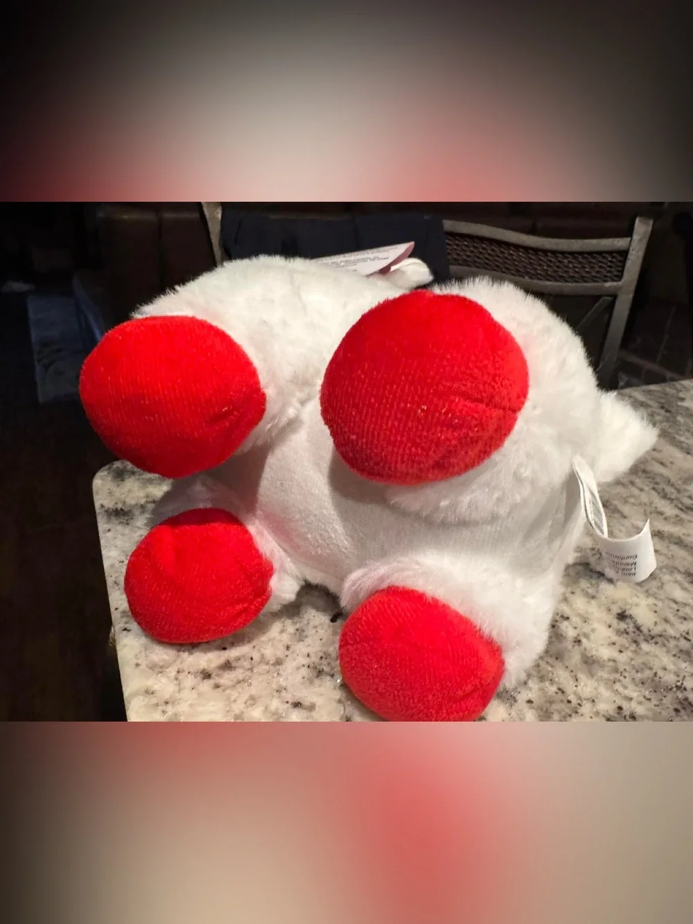White Plush Llama with Red Accents - Soft Stuffed Animal Toy